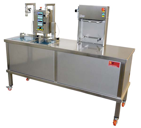 riempitrice e tappatrice semiautomatica per lattine e bottiglie